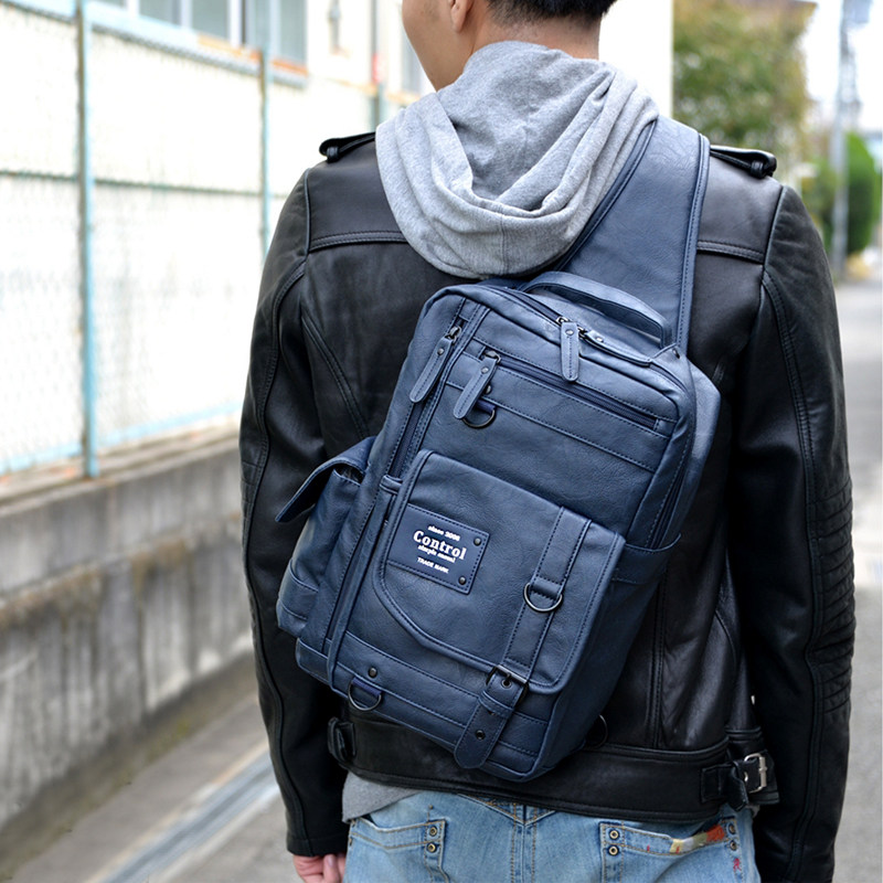 Japanese big chest bag shoulder waterproof messenger tide backpack men's outdoor travel waterproof computer compartment fashion and simple