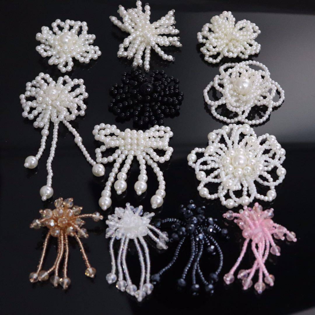 Wedding decoration DIY accessories Hand-string pearl flower cloth stickers Hairpin earrings jewelry crystal tassel accessories