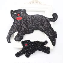 Sequined embroidered nail beads black crystal leopard cloth jacket jacket DIY decorative patch cover hole decals