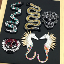 Hand Nail Pearl Cloth Patch Clothes Trim DIY accessories Snake Skull Head Seahorse Patch Applic