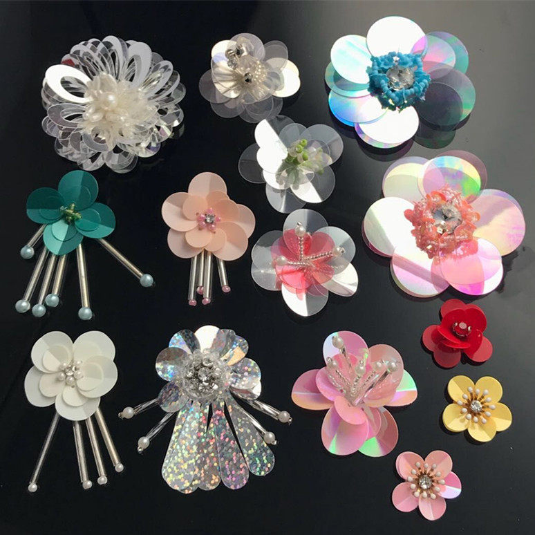 Original three-dimensional hand-made beaded flower cloth stickers clothes shoes and hats DIY accessories belt hanging pipe