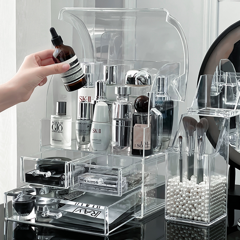 Cosmetics contain box desktop dresser skin-proof shelf skin-proof frame red mask drawer-type package