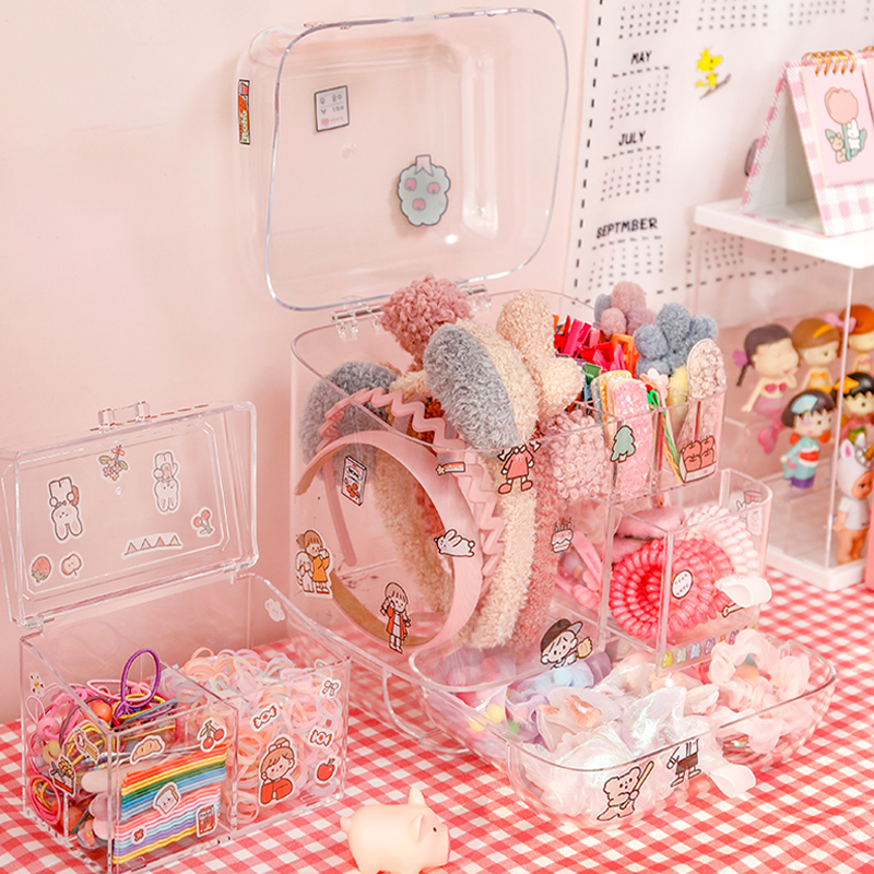 Children hair accessories containing box large capacity hair clip headwear leather fascia hair clip hair ring hair ring hair collar first decorated box Zins cute