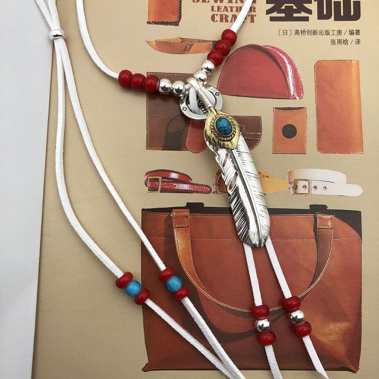 Sihan Silver Workshop Shawn Yue Goros Takahashi と同じスタイルの S925 スターリングシルバー ターコイズ フェザー 男女兼用 カップルネックレス