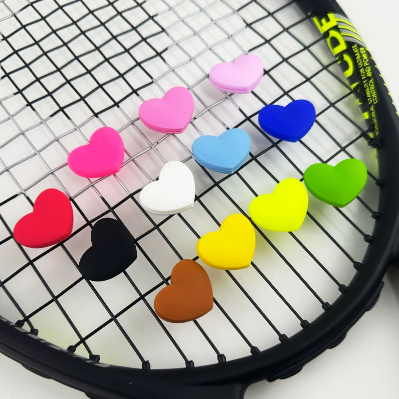 Tennis racket, cute shock-absorbing ecological double-sided cartoon shock absorber with accessories heart shaped, clips included