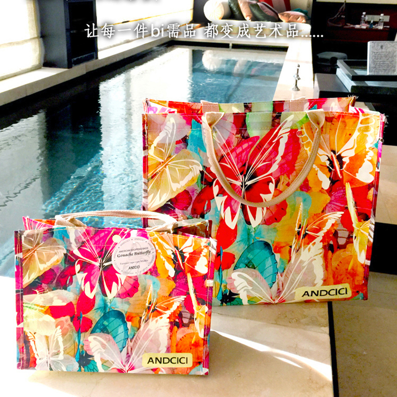 European and American Style Butterfly Small Document Lunch Box Zipper Bag Large Capacity Travel Luggage Storage Tote Eco-Friendly Shopping Bag Women's Bag