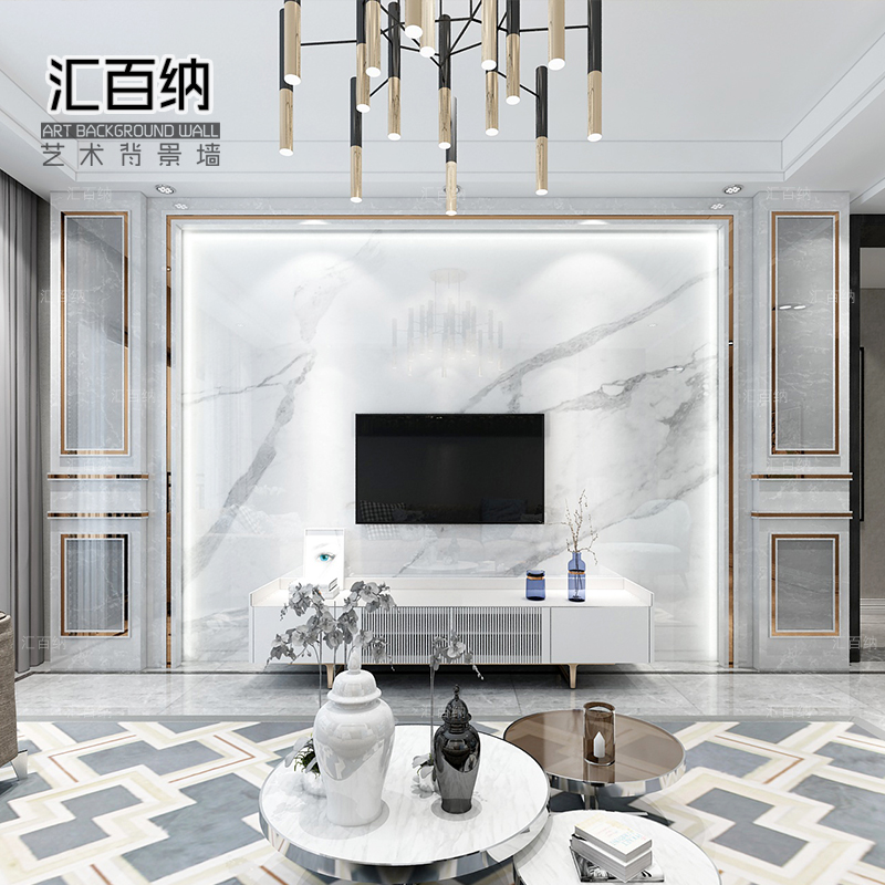 Tile TV Background Wall Brief Modern Light Lavish Living Room 3D Crystallite Stone Film & Film Wall Decoration Postmodern TV Wall