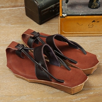 Summer art Ladies cool slippers Female handmade retro headlayer Bull Leather Slippers Beach herringbone Slippers Sandals 1088