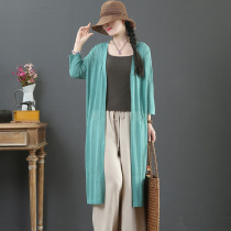 September Carca Ice Silk Flax Cardiolith 100 hitch Summer air-conditioned sweatshirt 1131 Long-style sunshirtshirt 1131