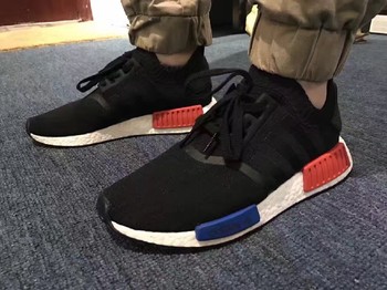 Adidas NMD Primeknit BOOST ລຸ້ນທຳອິດ ສີເດີມ OG ດຳ ແດງ ຟ້າ ເກີບແລ່ນ S79168