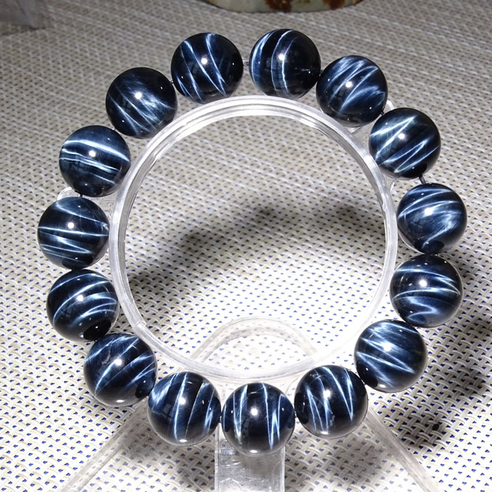 Water Jade Ice Soul Natural blue tiger stone bracelet Blue tiger eye stone bracelet Men and women lightning pattern blue tiger eye crystal