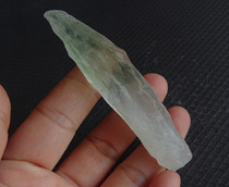 Water jade ice soul natural Brazilian green crystal play with the shape of the handle Rough stone mine label rare green object