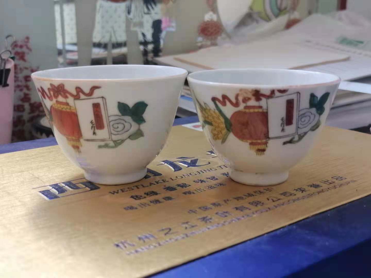 Wenge Period-rare Mao Elects Lantern Harvest Picture Wine Cup Practical Wine Glasses A Couple Of Shame A flew a bit of a skin