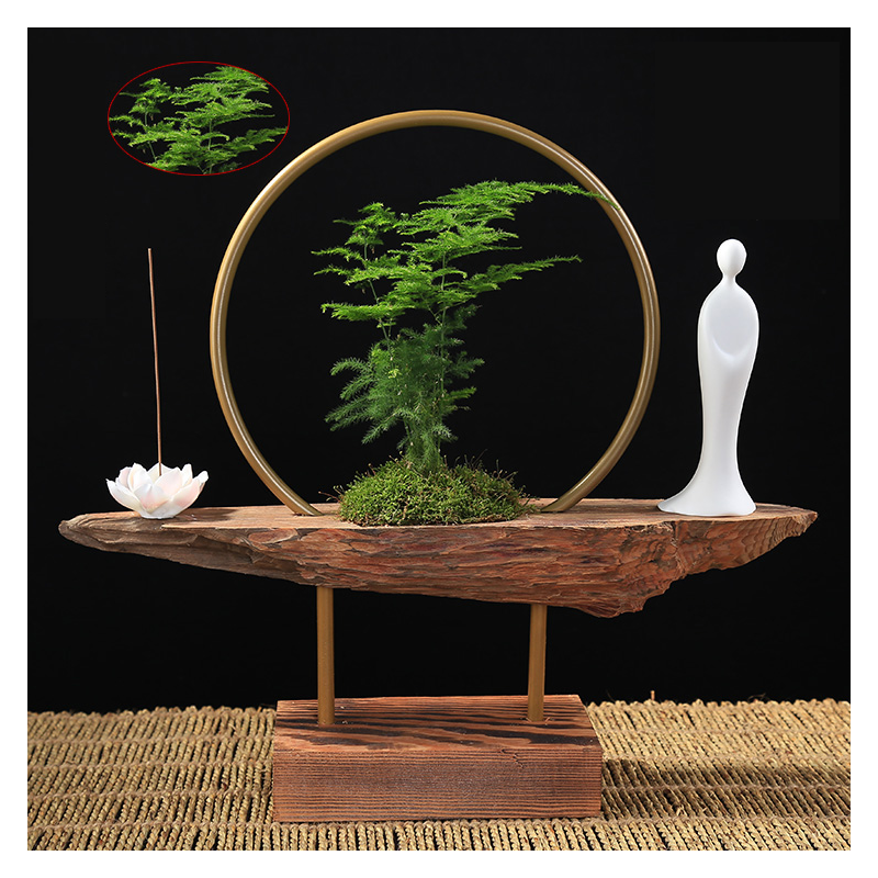 Dead wood ornaments combination retro teahouse floor large furniture bookshelf shooting handmade home decoration silk flower art