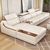 Leather sofa First layer cowhide simple modern large household furniture Living room corner leather sofa combination