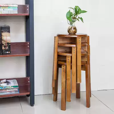 C garden stool round home dining room American simple fashion bench thickened adult solid wood creative dining table stool