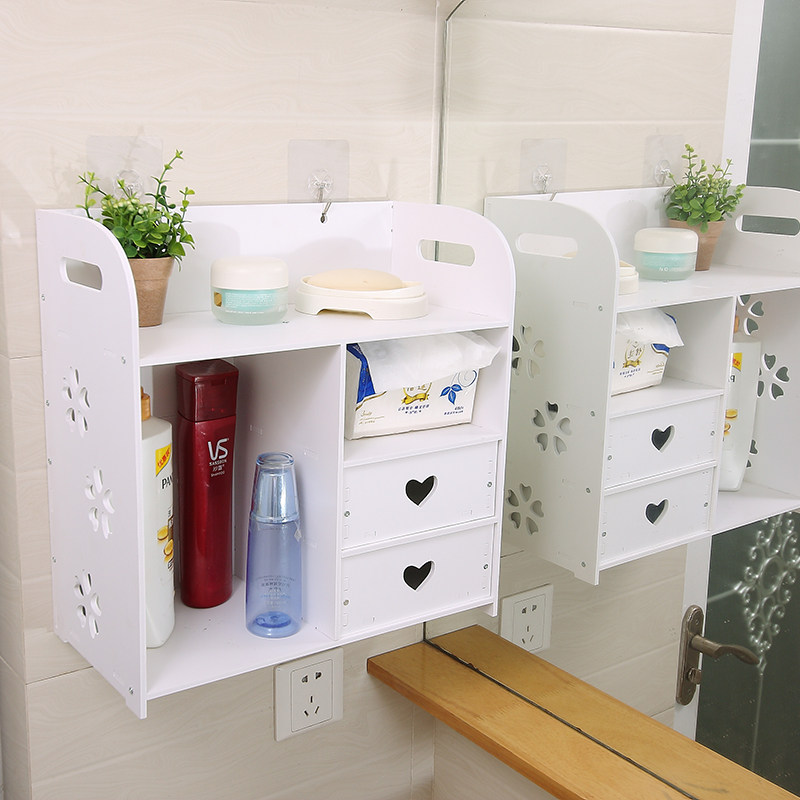 Bathroom wall shelf Bathroom cosmetics jewelry storage box Toilet toiletries storage cabinet free hole