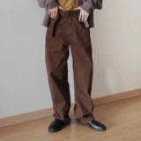 Коричневые джинсы, штаны для отдыха, высокая талия, свободный прямой крой