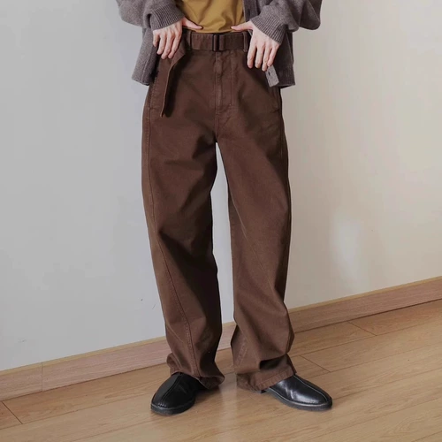 Коричневые джинсы, штаны для отдыха, высокая талия, свободный прямой крой