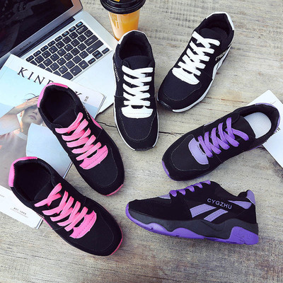 秋季新款拼色运动鞋休闲鞋女学生板鞋厚底