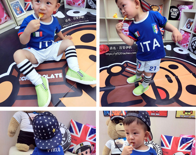 宝宝2018世界杯婴儿足球服套装纯棉球衣阿根