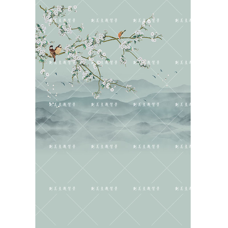 Whole Family Fu Work Stroke Background Naughty Flower Bird Writing True Background Paper Gust Whole Family Fu Background Cloth Shadow Shed Background Paper