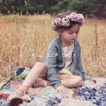 16 summer womens baby knit sweater cardiatulo shirt girl retro hollowed-out floral side knitted air conditioning