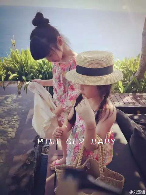 MINI GLP high-end custom Liu Chutian BP with the same floral girl baby vacation small floral suspender top