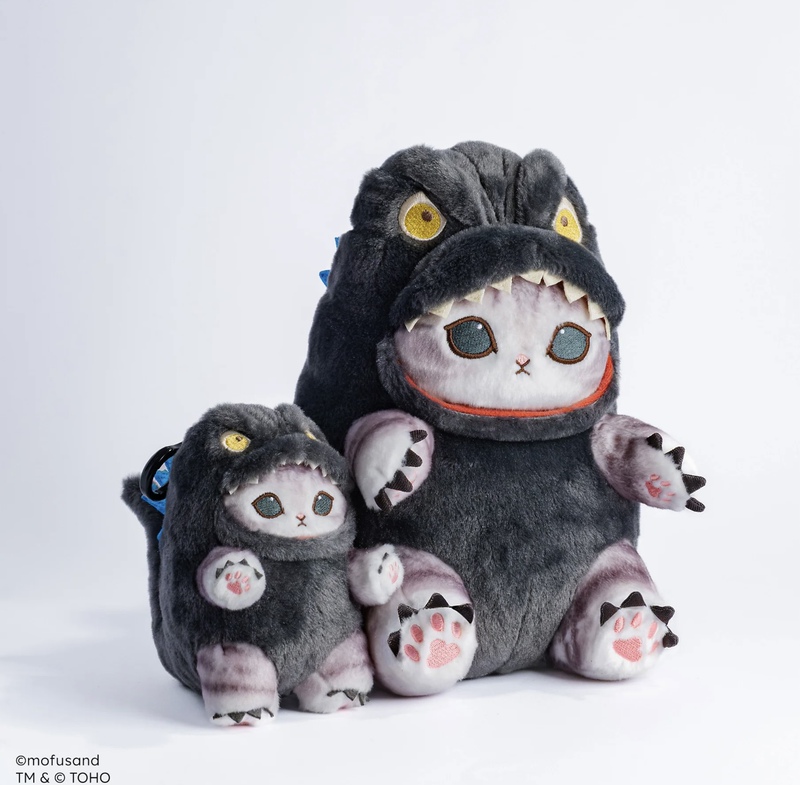 [in Stock] Mofusand Godzilla Keychain Plush Toy Cat Fushan Di Shark Cat Merchandise