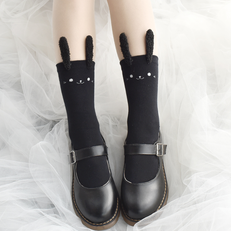 Meia lolita estéreo orelhas de coelho meias curtas primavera outono kawaii jovem menina preto branco dos desenhos animados algodão meias meia perna 16 O1CN01qDnRN41gSAHS1vByy !!668604140 Meia lolita estéreo orelhas de coelho meias curtas primavera outono kawaii jovem menina preto branco dos desenhos animados algodão meias meia perna