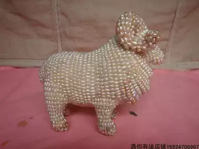Handmade Zodiac sheep craft gift ornaments made of natural pearls Decorative ornaments Collection Nostalgic old-fashioned