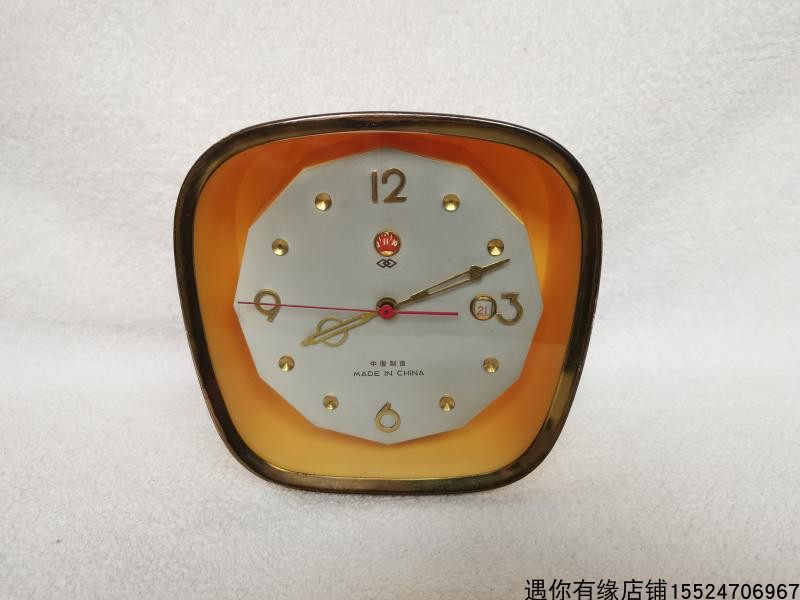 Early production of double diamond calendar clock pure copper mechanical movement manual winding alarm clock nostalgia used old style