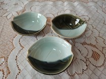 Set of three Japanese origin porcelain dishes rice bowls salad seasoning soup bowls ceramic gold-edged tableware household black and white