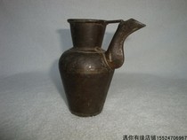 Antique collection early production with Hengcai words old tin pot hot wine teapot bronze nostalgic second-hand crafts