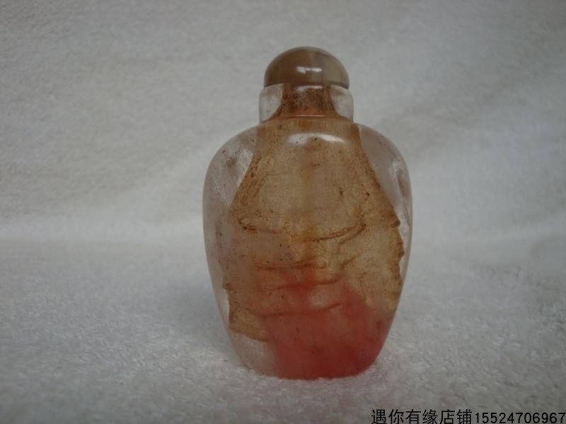 Hand-carved natural crystal snuff bottle jade agate stone handicraft decoration old-fashioned nostalgic objects