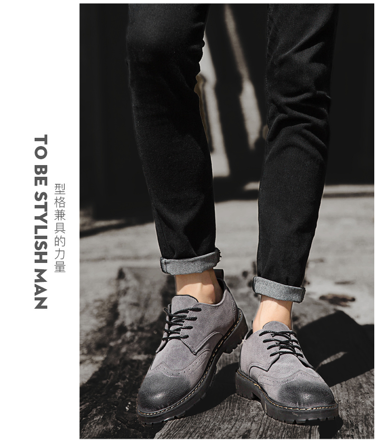Mùa xuân mới giày nam bình thường giày Anh giày da lộn retro giày thủy triều retro giày nam giày quần tập yoga ống rộng
