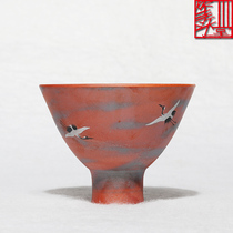 Equal to Tang Chai beaker Wei Xiaofang hand-painted pastel silver flower Bird Tea Cup Tea Bowl owner cup tea cup tea set