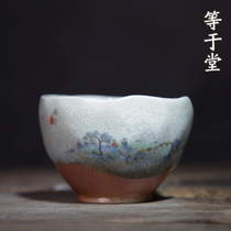 Equal to Tang Chaiyaki tea cup Xiaofang hand-painted panda swallow landscape map tea bowl boutique master cup tea set