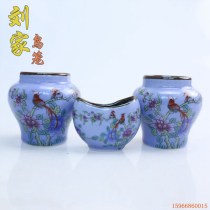 Jingdezhen thrush pattern handmade bird food pot bird bowl bird cup porcelain bowl Bowl Liujia bird cage