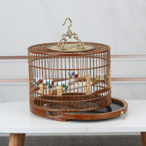Bird cage Red Indigo chin bird cage Purple Bamboo old bamboo skin polished boutique embroidered eye shell Jade Bird bird cage with drawer round cage