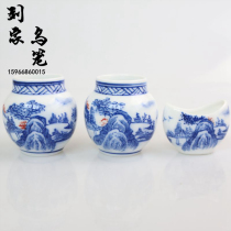 Jingdezhen Gaobai hand-painted eyebrow bamboo bird cage Hand-painted bird food jar Bird cup bird bowl Liujia bird cage