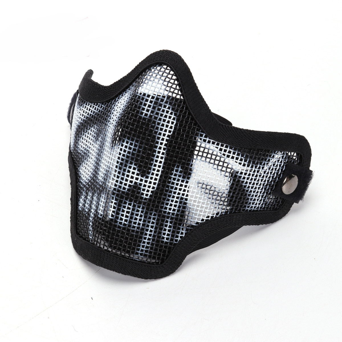 CM01 steel wire half face mouth guard protective mask CS field steel mesh skull half face mask black and white skull