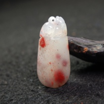 Guilin chicken blood jade ice seed red jade dotted with red imperial concubine material Pixiu pendant orphan natural raw stone pendant pendant