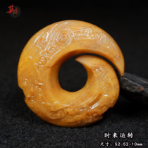 Guilin chicken blood jade fortune-turning pendant chicken fat yellow emperor yellow material pendant hollow carving peace buckle pendant