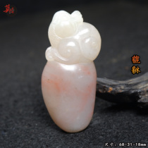 Guilin chicken blood jade antique Pixiu pendant ice red pendant unique and pretty carving original stone pendant imperial concubine material
