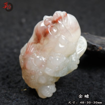 Guilin chicken blood jade golden toad ornaments handle piece Shanlang imperial concubine material good luck head toad hand-carved rough stone