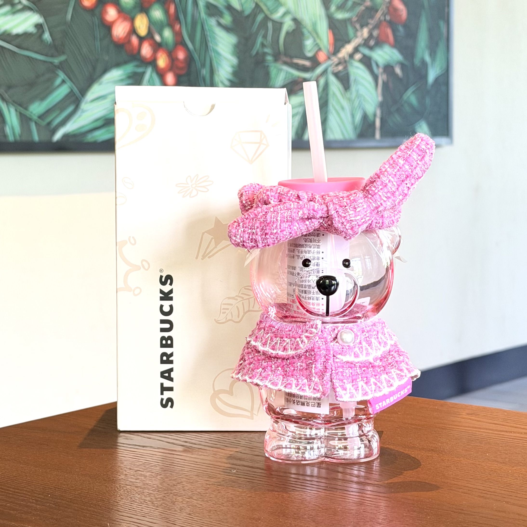Starbucks, милая трубочка со стеклом, с маленькими медвежатами