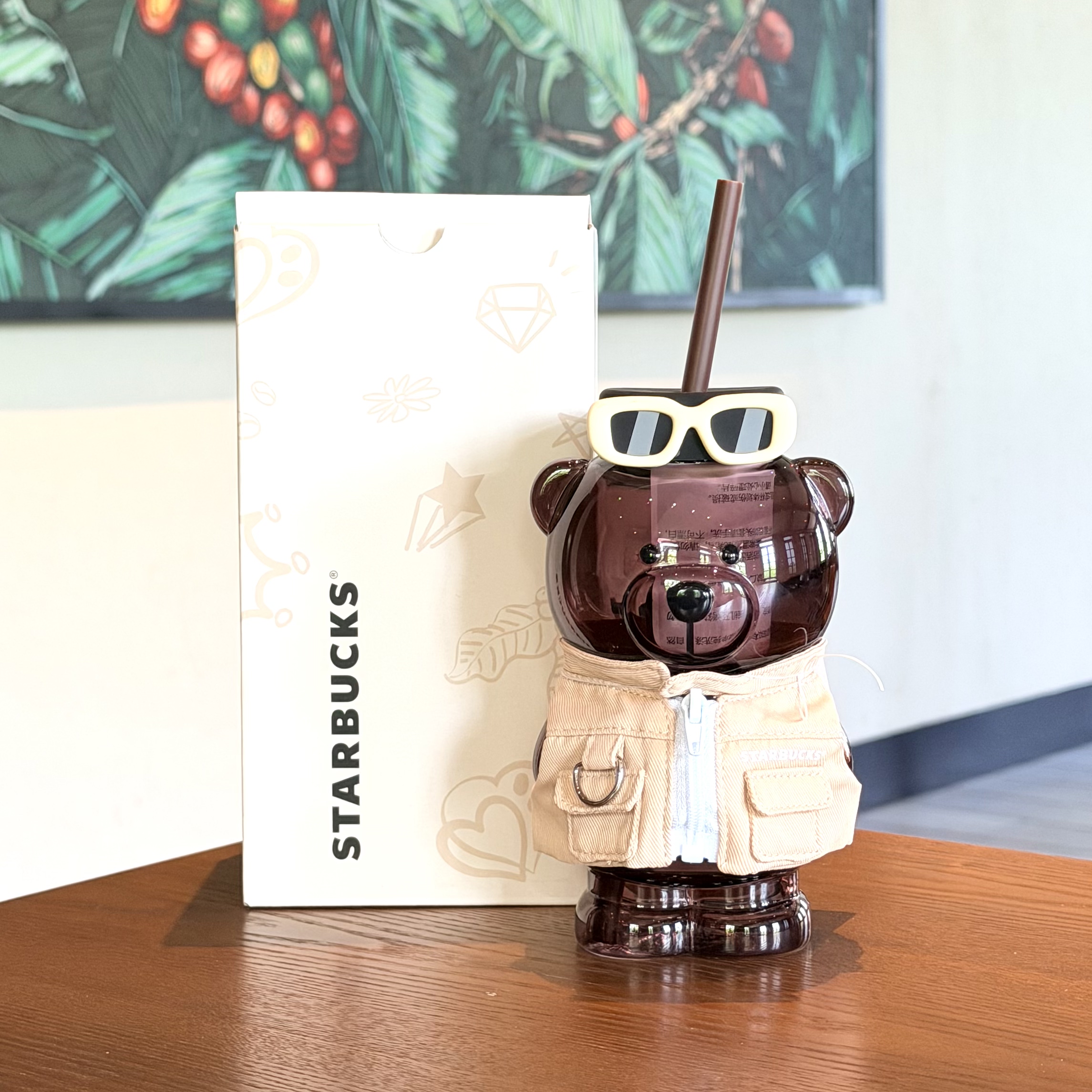 Starbucks, милая трубочка со стеклом, с маленькими медвежатами