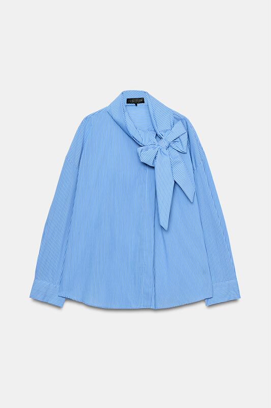 August Zara Domestic Genuine Product Purchasing Agent 8076656 Women's Clothing Striped Shirt with Bow Decoration 8076/656 August Zara Domestic Genuine Product Purchasing Agent 8076656 Women's Clothing Striped Shirt with Bow Decoration 8076/656