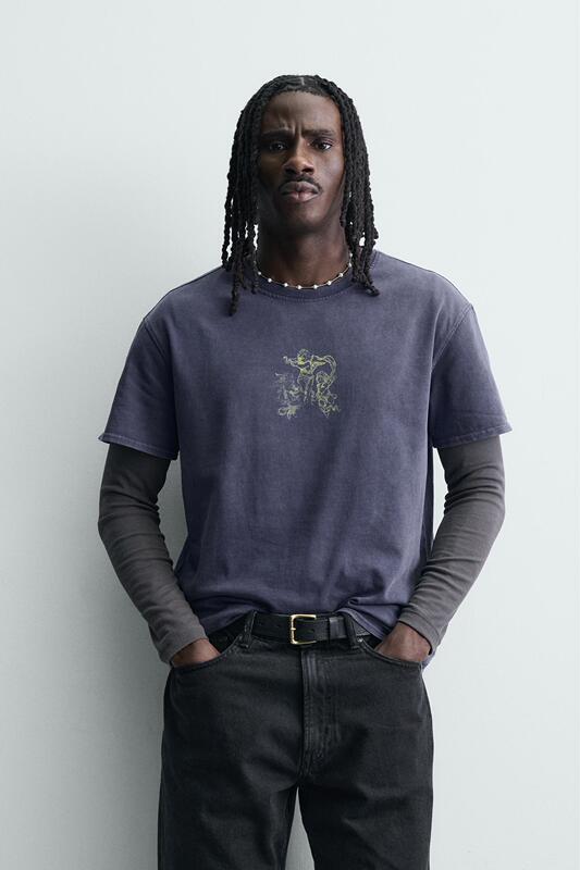April Zara Domestic Genuine Product Purchasing Agent 0962/432 Men's Loose Printed Washed Round Neck Short-Sleeved T-Shirt 0962432 April Zara Domestic Genuine Product Purchasing Agent 0962/432 Men's Loose Printed Washed Round Neck Short-Sleeved T-Shirt 0962432